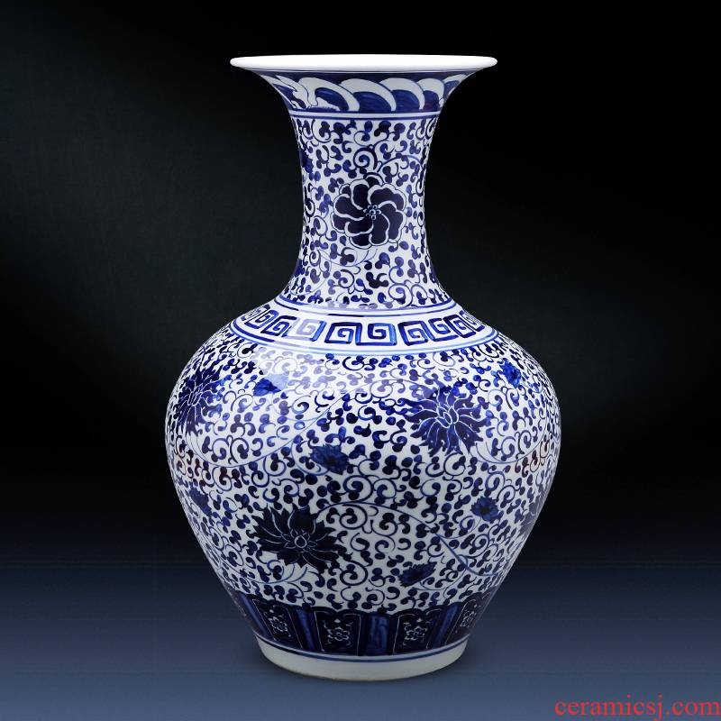 Jingdezhen ceramics antique hand - made of blue and white porcelain vase landing large bottles household act the role ofing is tasted TV ark, furnishing articles