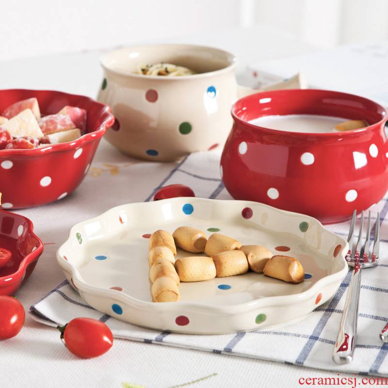 Household ceramics dishes tableware wave some Korean dishes, lovely dessert salad bowl bowl rainbow such as bowl bowl suit