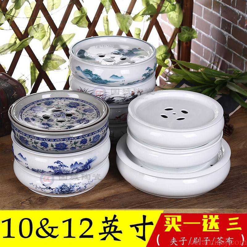 Tea tray was contracted household ceramic water storage type small circular congou storage small Tea sea porcelain trays