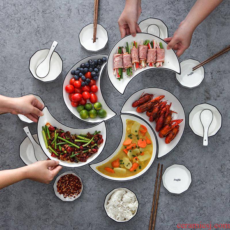 Web celebrity in same moon reunion platter ceramic tableware portfolio family dinner plate spell dish dish bowl chopsticks sets