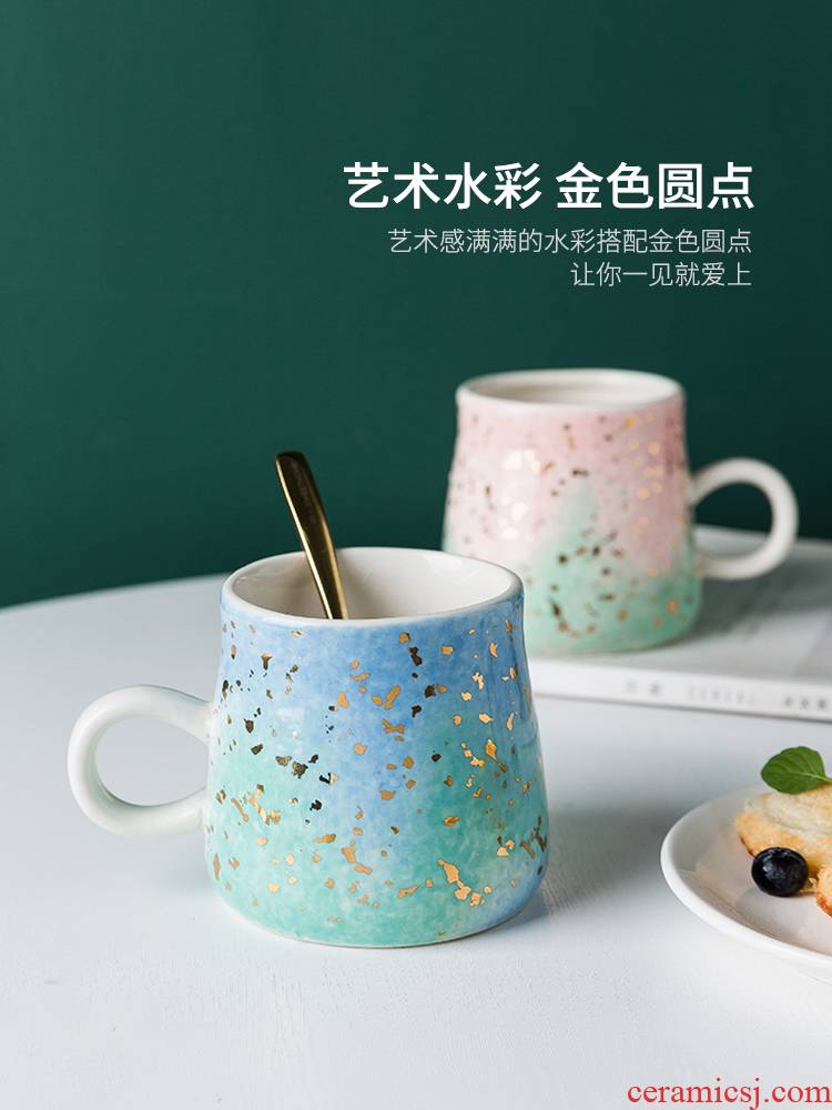 Modern housewives watercolor mark cup glass ceramic cup couples creative glass coffee cup home office home