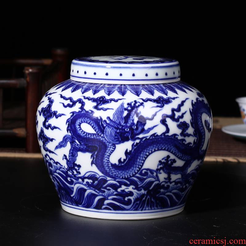 Offered home - cooked in jingdezhen blue and white porcelain tea set manually caddy fixings canister storage jar jar day word canister