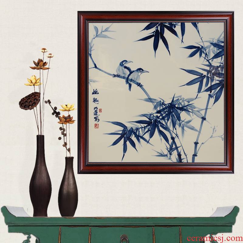 Blue and white hand - made the delightful serenity of seclusion porcelain jingdezhen ceramics famous masterpieces partition handicraft painting murals sitting room
