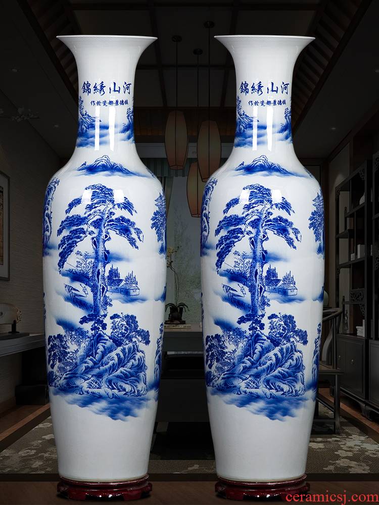 Jingdezhen ceramics of large blue and white porcelain vase furnishing articles to heavy sitting room adornment large hotel opening gifts