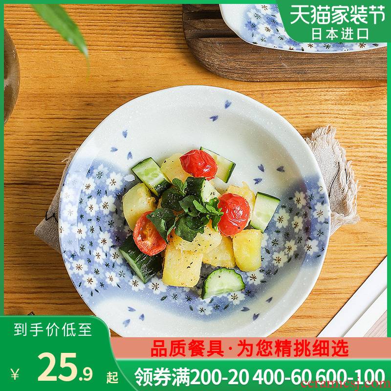 Japan 's imports of ceramic tableware sakura snow Japanese deep dish dish dish dish fruit plate pasta dishes