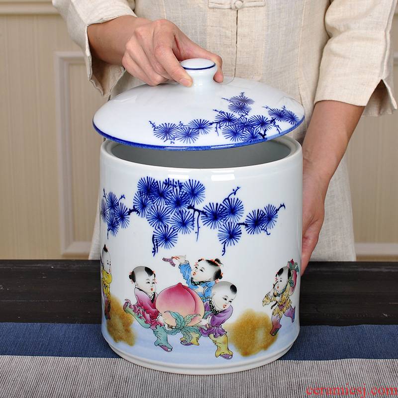 Seven loaves of jingdezhen ceramic tea pot large sealed containers of canned tea pu - erh tea POTS moistureproof tea warehouse