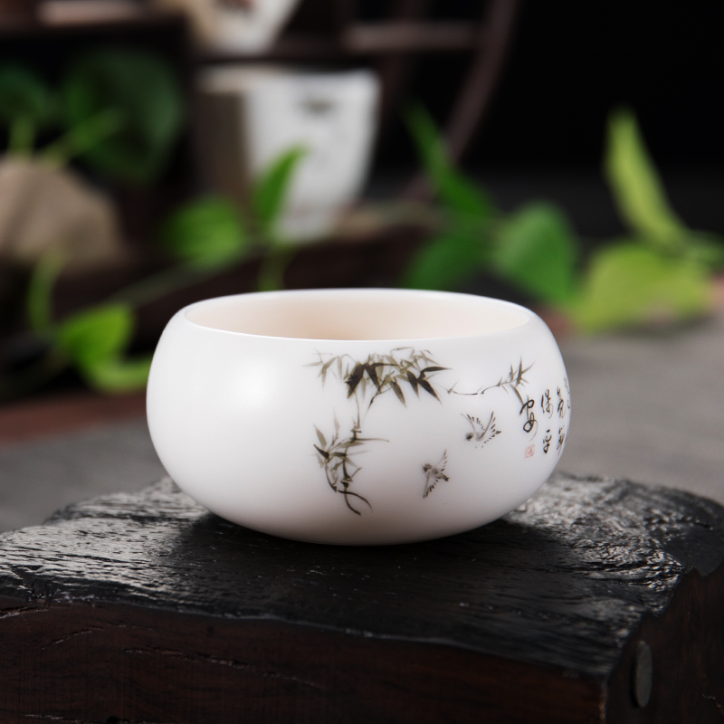 Jane qualitative dehua white porcelain ceramic cups single cup a single small cups of household ceramic cup kongfu master pure manual