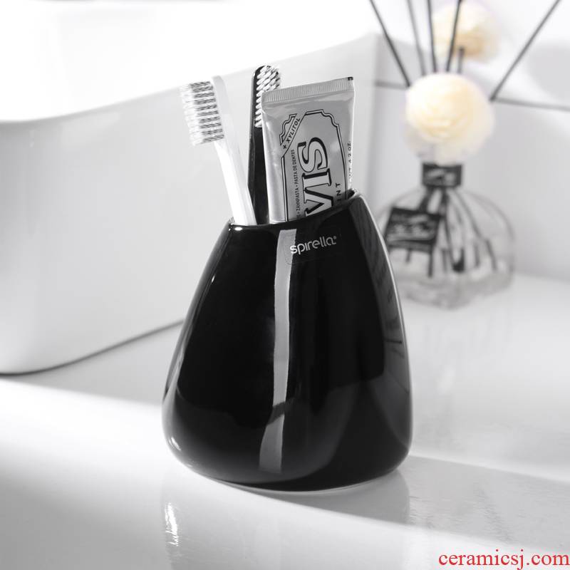 SPIRELLA/silk pury European - style originality shiny ceramic bathroom toothbrush rack suits for mouthwash toilet seat