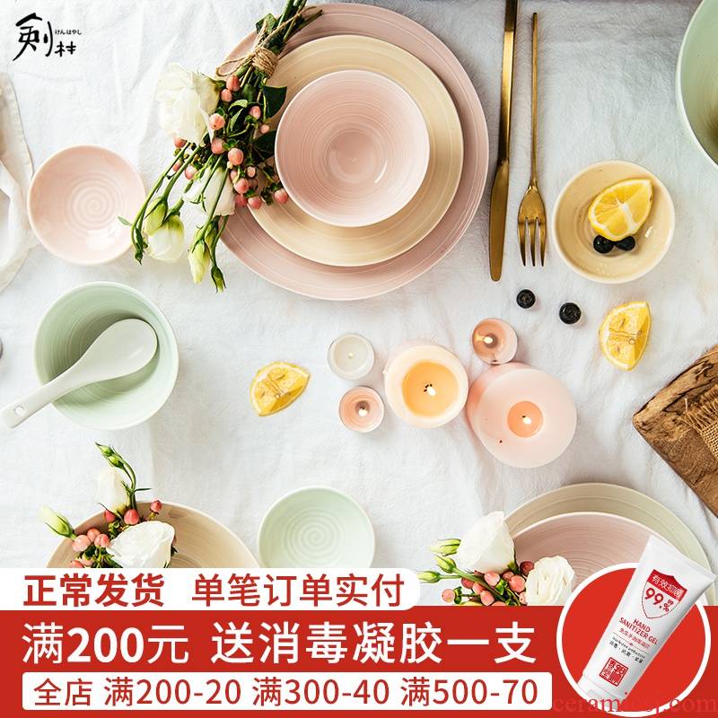 Jian Lin dishes suit household ceramics tableware dishes combine Korean small pure and fresh and 46 woolly housewarming wedding gifts