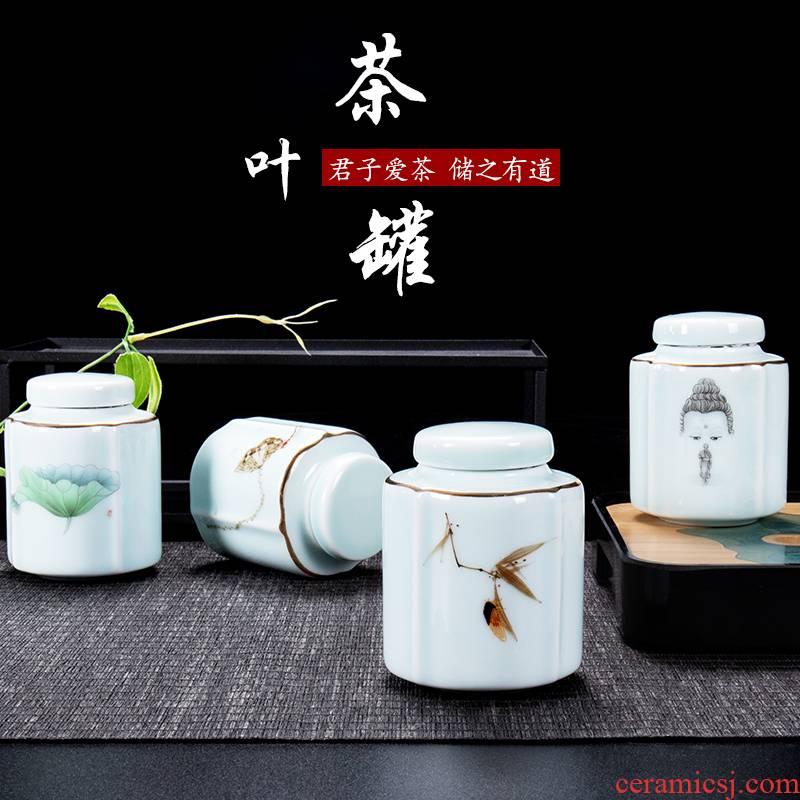 Ronkin portable sealed ceramic tea pot small household tea box packing large POTS detong cylinder