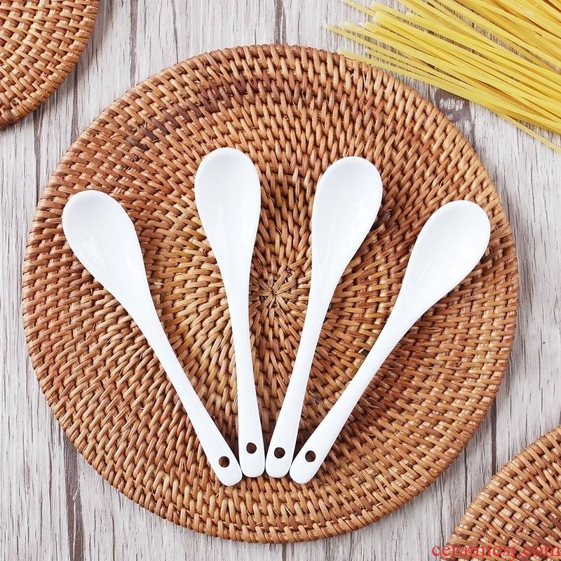 Jingdezhen ceramic creative contracted household spoons pure white ceramic coffee spoon sauce porcelain spoon, spoon