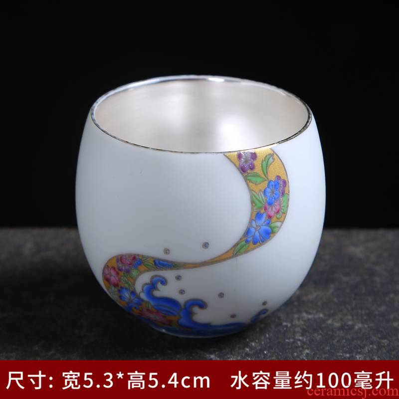99 sterling silver, white porcelain ceramic cups coppering. As silver sample tea cup kung fu tea set single cup silver cup silver cup purple host