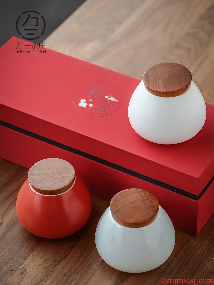 Three thousand tea caddy fixings portable ceramic seal small household Japanese box of pu 'er tea tea POTS