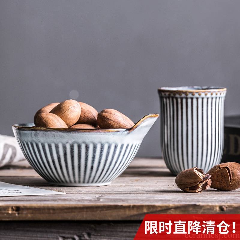 Lototo retro ceramic monaural household rainbow such as bowl bowl of salad bowl bowl of soup bowl creative breakfast eat rice bowl bowl of move