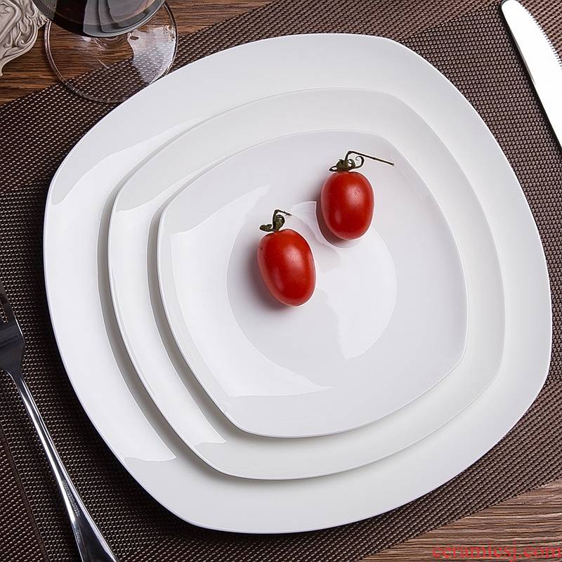 Household steak Japanese pure white ipads China plates plate dinner plate ceramic 10 inch square new dishes