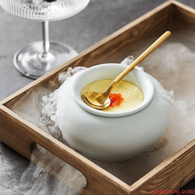 Creative dry ice tableware ceramics sweetmeats cup of yogurt jar club hotel restaurant cuisine molecular tableware artistic conception
