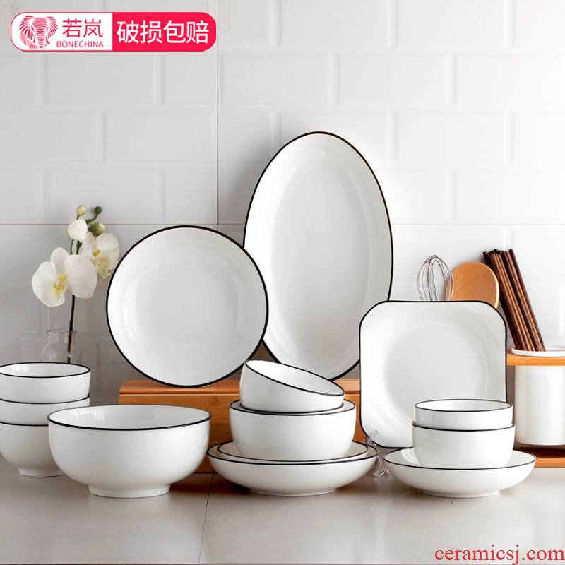 Thickening of boreal Europe style originality circular plate household contracted ceramic bowl suit the food dishes and cutlery set
