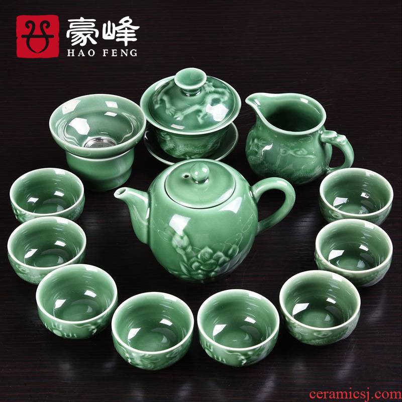 HaoFeng ceramic kung fu tea with a suit of household contracted teapot teacup GaiWanCha sea) tea accessories
