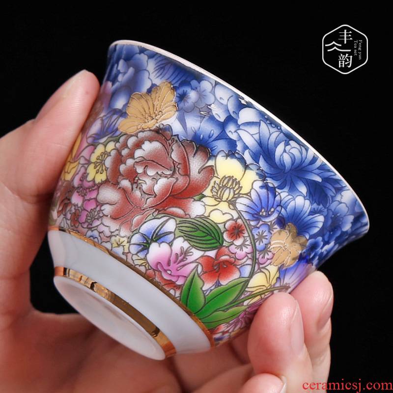 Tasted silver gilding kung fu tea cups of jingdezhen ceramic tea set small cup master cup silver cup pure checking tea tea cups