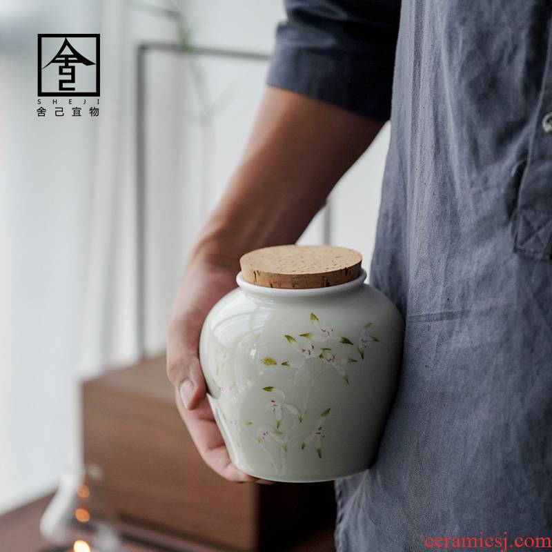 Lawsuits caddy fixings ceramic seal ceramic pot receives the jar to restore ancient ways large white tea, green tea, black tea tea storehouse