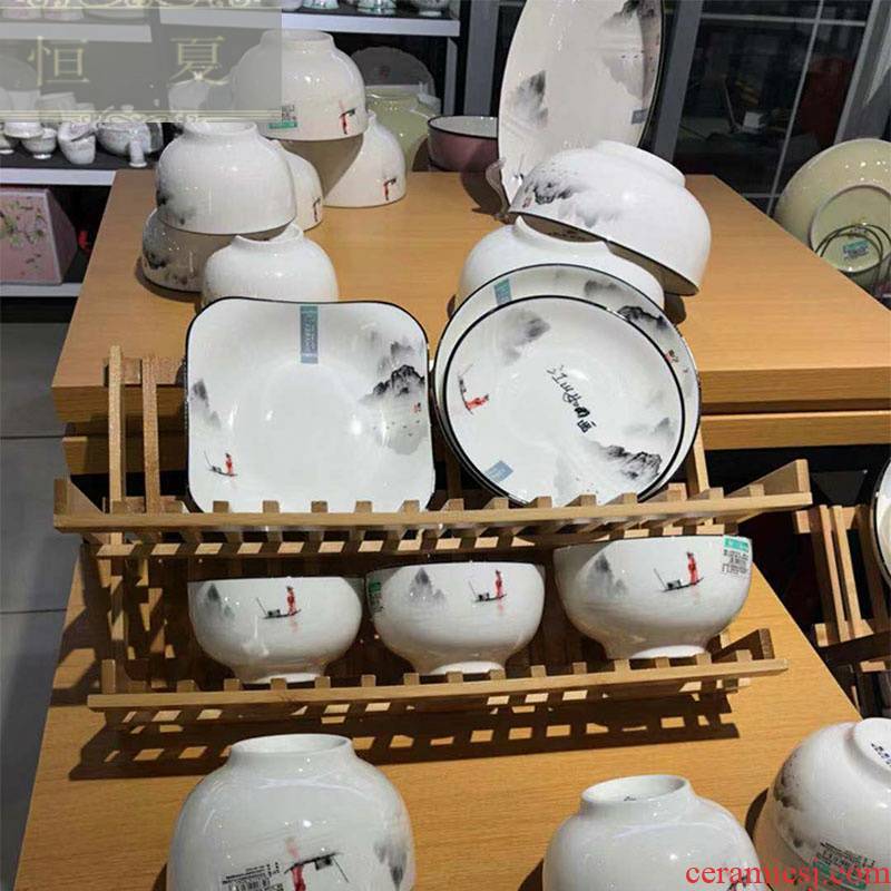 Optimal statute of household ceramic tableware wash to jiangshan picturesque Chinese wind wind eat rice bowls rainbow such use cheese plate