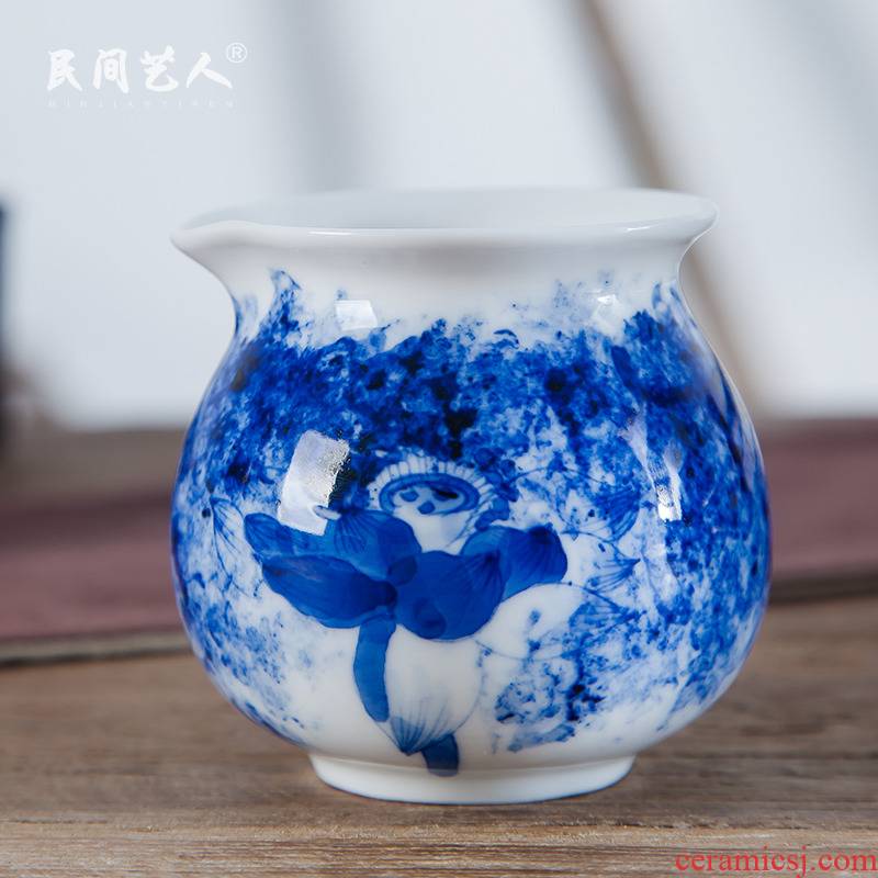 Jingdezhen porcelain lotus hand - made craft fair fair keller cup and a cup of blue and white cup tea tea set points