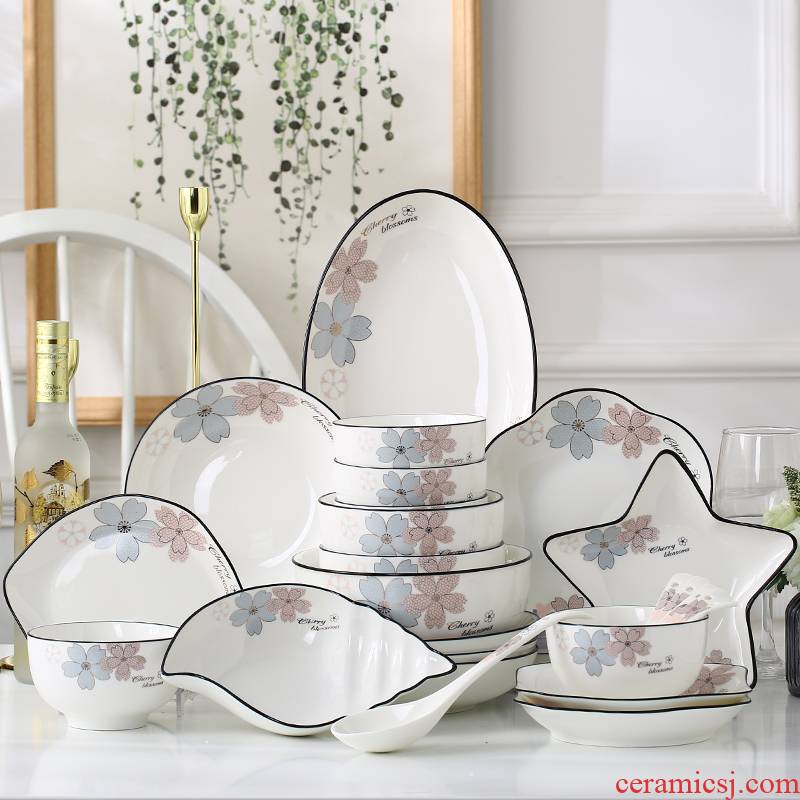 The dishes more suit household Nordic ceramic bowl chopsticks gifts plate microwave dinner dishes