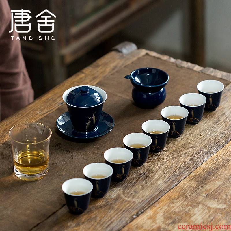 Don difference up ceramic tea set household kunfu tea contracted Chinese tea taking ceramic teapot teacup gift box package