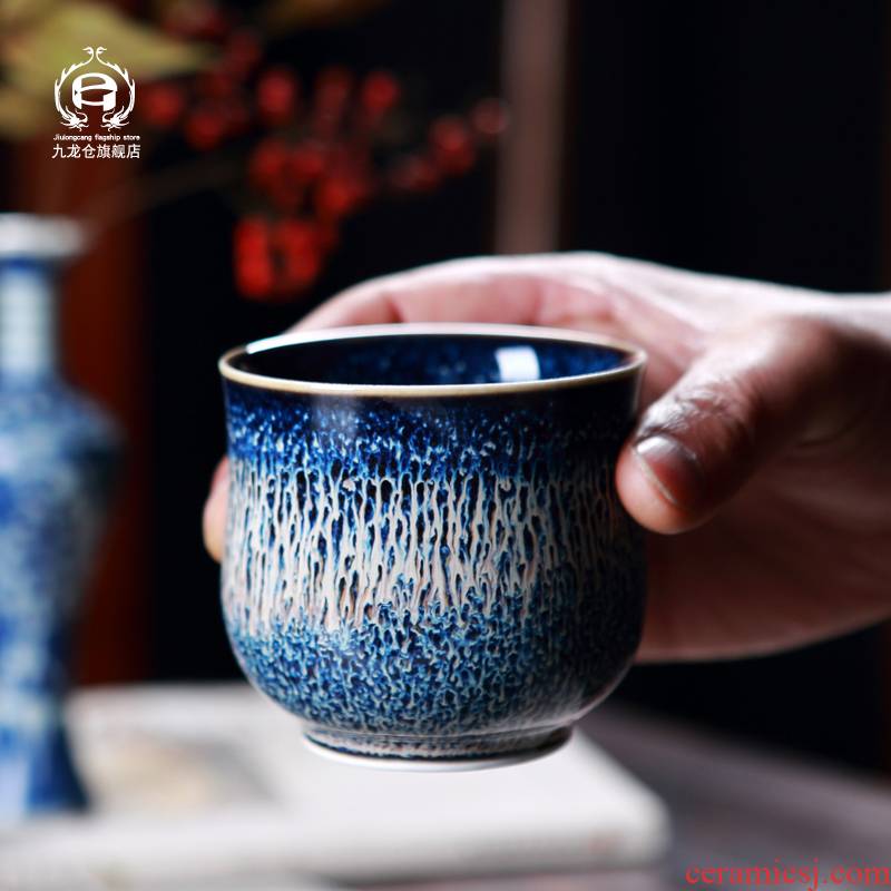 DH jingdezhen ceramic household individual sample tea cup single cup red glaze, high - capacity master cup tea cups