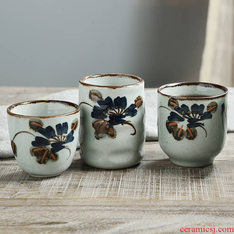 Three ceramic tableware Japanese table glass cups Japanese straight cup and wind rock flowers cup creative soup cup