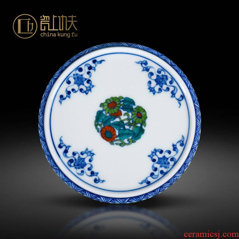 Jingdezhen bucket color blue cover rear lid doesn the lid checking ceramic lid frame tea tea tea accessories
