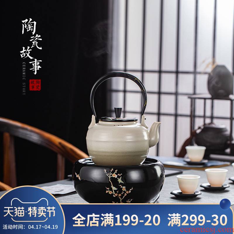 Electric TaoLu boiled tea, kungfu tea pot of boiled tea stove small tea accessories.mute household glass iron pot of tea