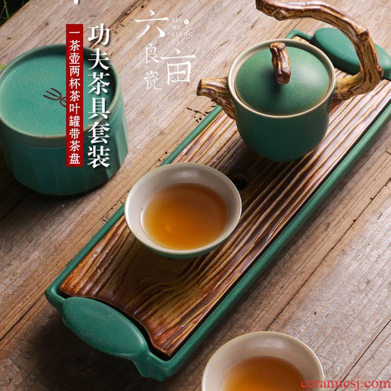 Ceramic kung fu tea set gift tea set a pot of office home five lines of two cups of tea set