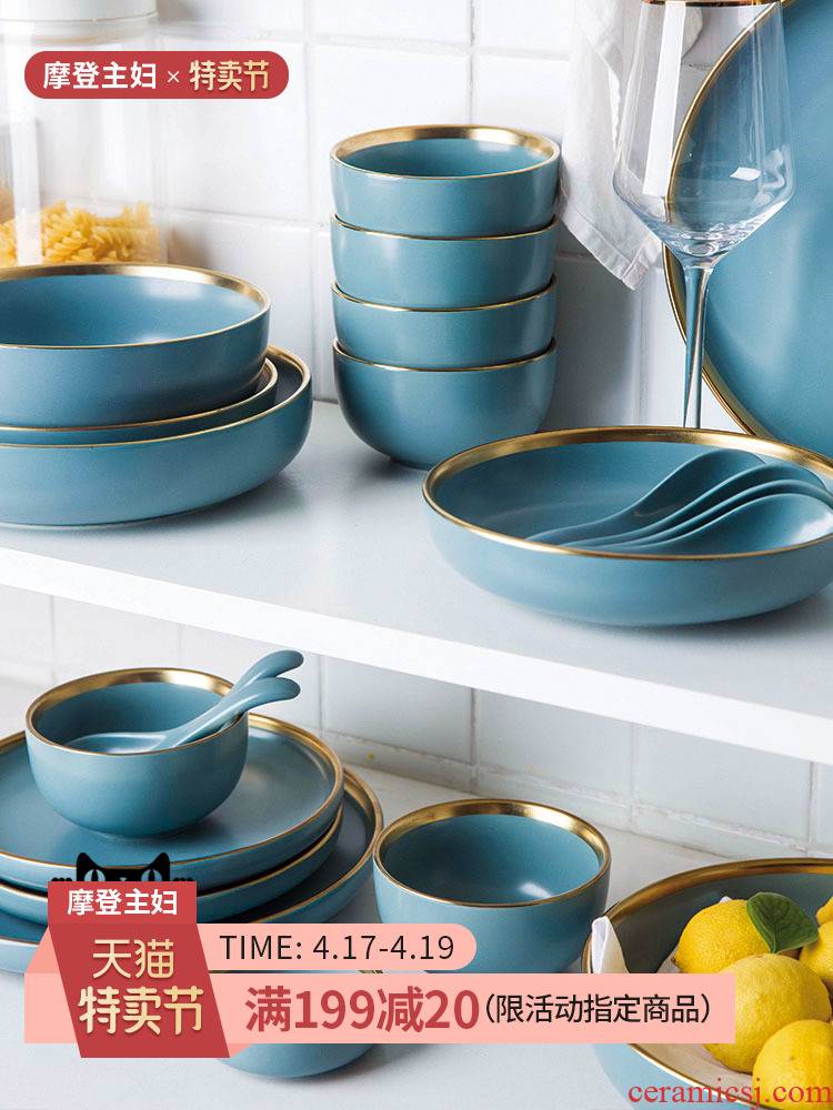 Modern housewives the qing dai li up phnom penh matte enrolled home dishes suit pure color 0 soup bowl the rice bowls of pottery and porcelain tableware