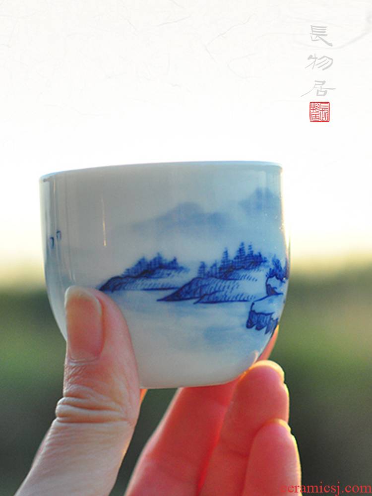 Offered home - cooked in jingdezhen blue and white landscape small hand - made teacup checking ceramic sample tea cup masters cup porcelain tea cups