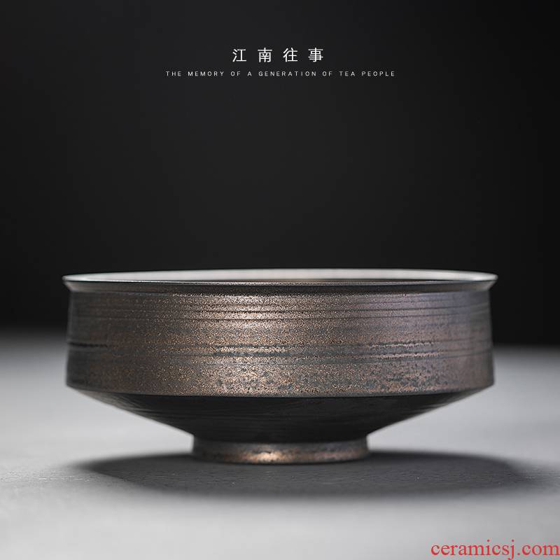 Jiangnan hand past heavy iron glaze tea to wash to large household Japanese kung fu tea accessories ceramic water jar is built