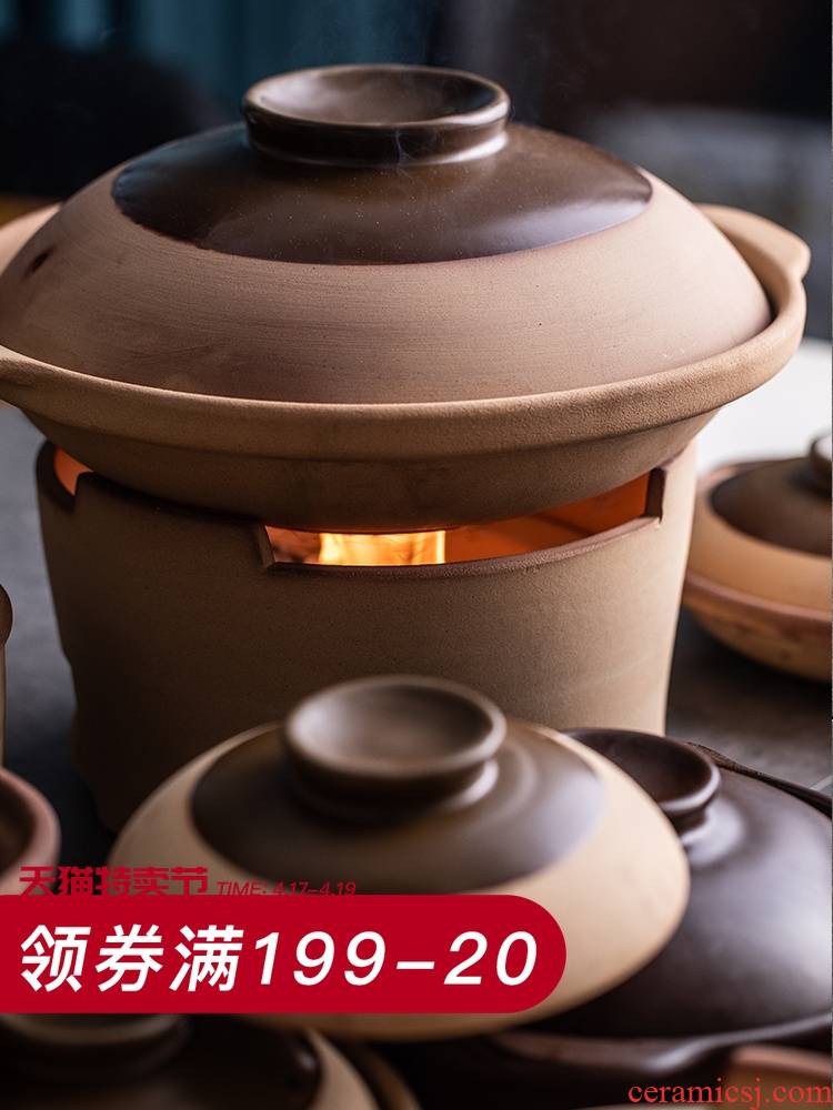 Sand and clay pot stew old household simmering gas buner for high temperature resistant stone bowl soup rice deep pot