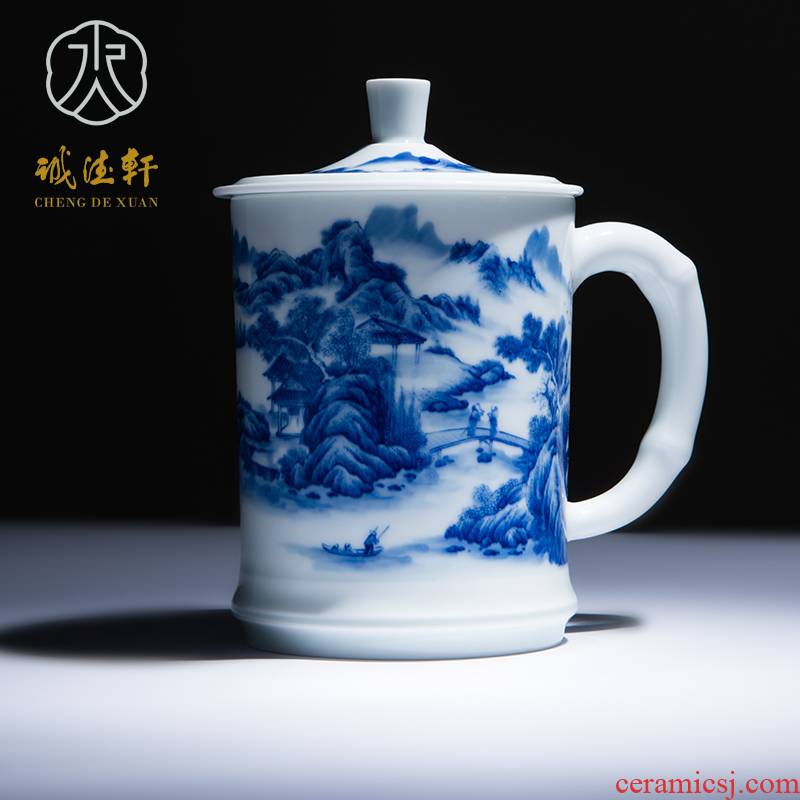 Cheng DE hin jingdezhen ceramic tea set, high - grade pure hand - made porcelain teacup office cup 1 spring mountains