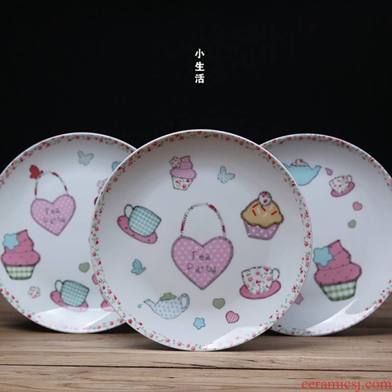 "Second half" ceramic disc express breakfast tray cake plate cold dish plate household FanPan dim sum dishes