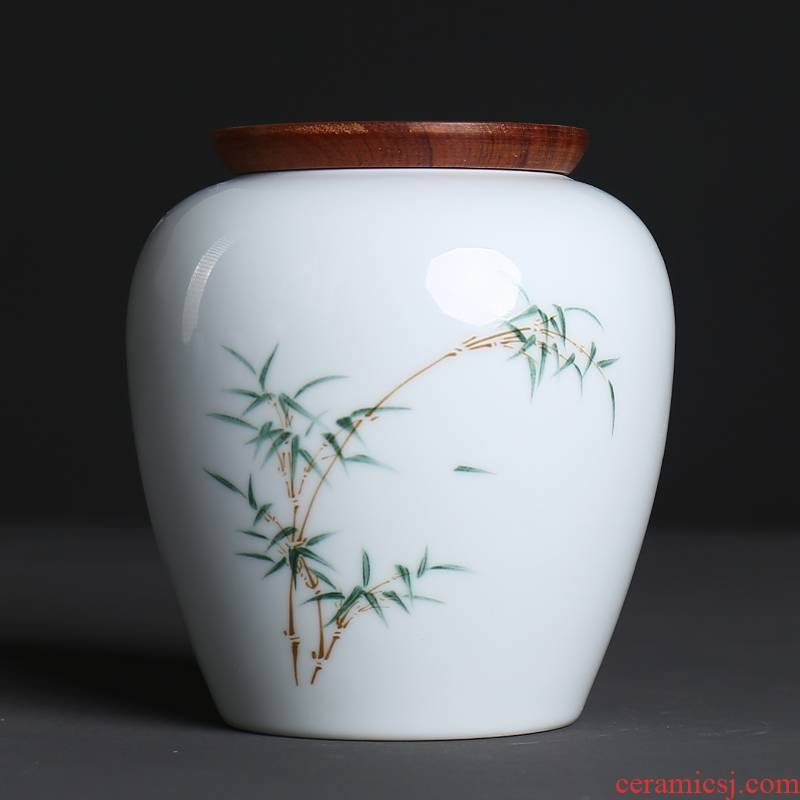 White porcelain tea pot ceramic seal large POTS of tea packaging canners celadon household custom tea storehouse