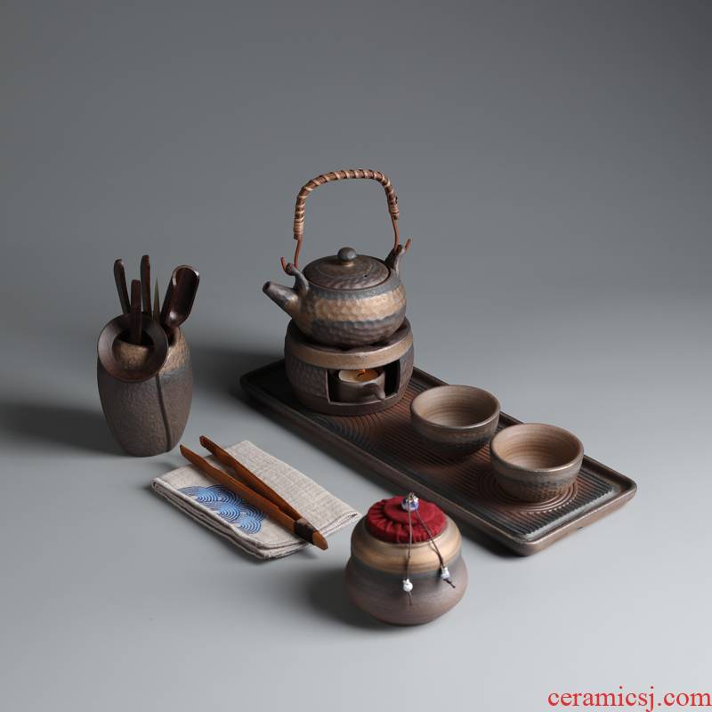 Old &, manual fine gold glaze thick ceramic teapot girder side Japanese kung fu tea set tea saucer dish