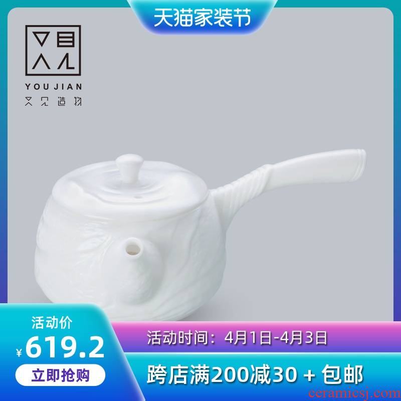 And creation of lateral teapot ceramic texture manual teapot kung fu tea set single pot of puer tea pot