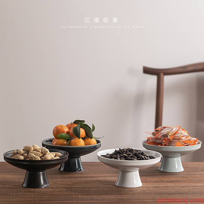 Jiangnan tea tray compote tea Chinese style restoring ancient ways past ceramic high home sitting room tea fruit nut plate