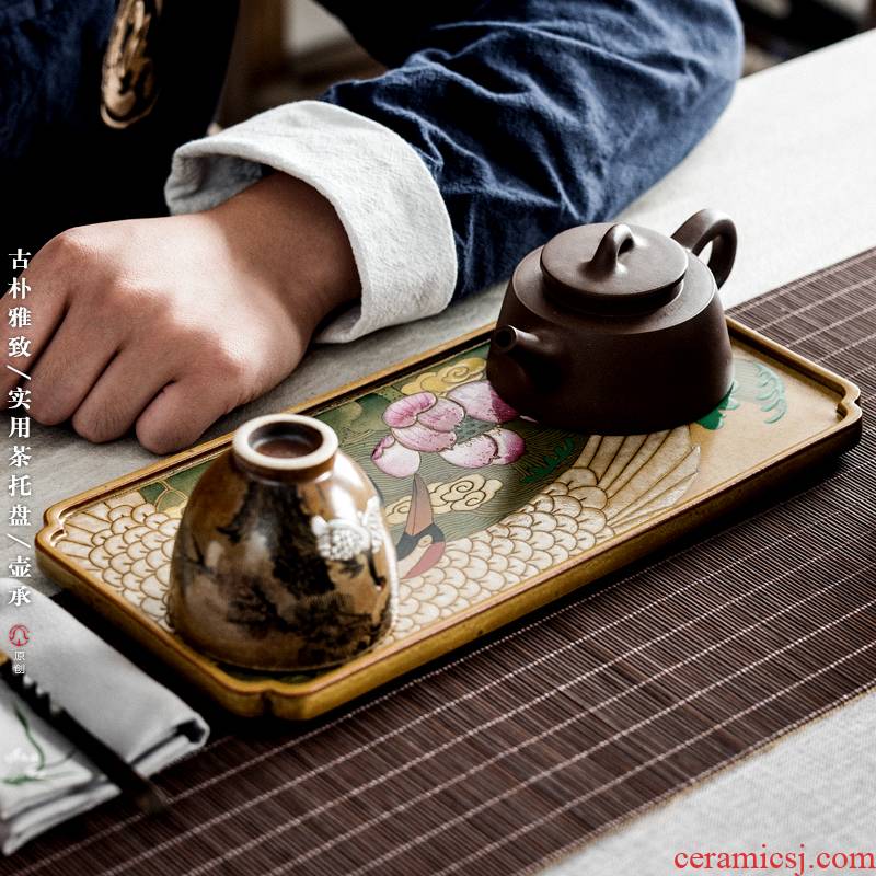Poly real retro scene hand - made pot bearing saucer it ground ceramic dry mercifully tea sea Chinese kung fu tea tray