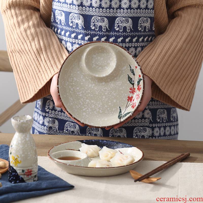Japanese and creative ceramic table dribbling vinegar disc dumplings dish household breakfast of separated all the plates