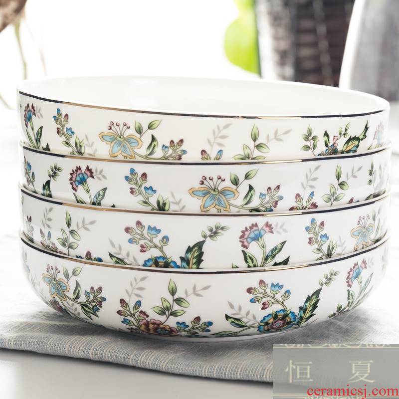 Only 4 ipads porcelain dish dish soup dish 8 inches nest dish household microwave paella round ceramic plate
