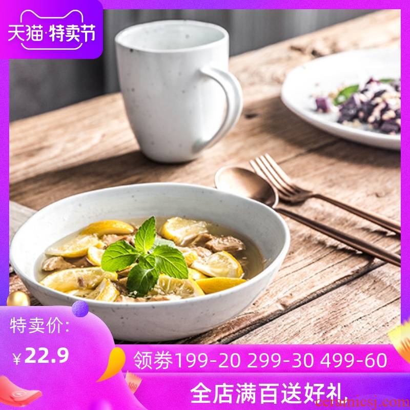 Lototo Japanese ceramic bowl individual students job rainbow such as bowl noodles household tableware bowls creative large soup bowl