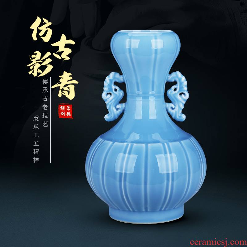 Jingdezhen blue ceramics are dried flowers all over the sky star furnishing articles vase lucky bamboo living room TV ark, home decoration