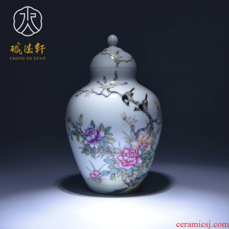 Cheng DE xuan jingdezhen porcelain pure hand - made kung fu tea set gift of flowers and birds, 91 pastel caddy fixings good bald