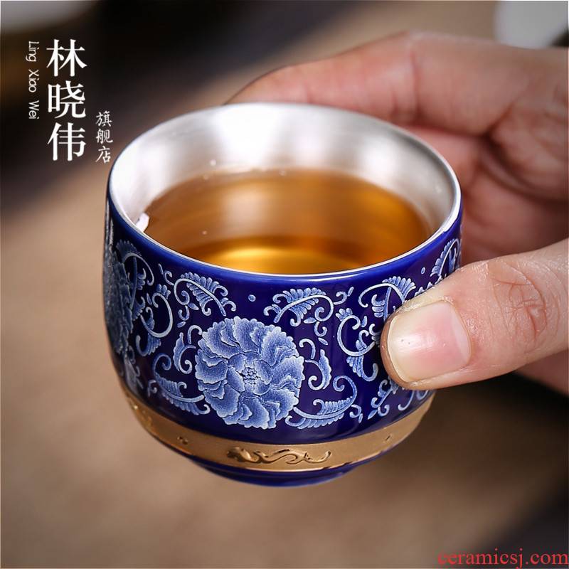 Jingdezhen silver colored enamel coppering. As personal ceramic cups sample tea cup 999 sterling silver cup single cup tea bowl, master